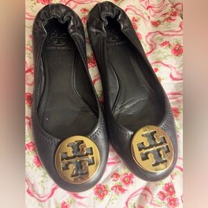 Tory Burch Black Flats Size 7 leather shoes
